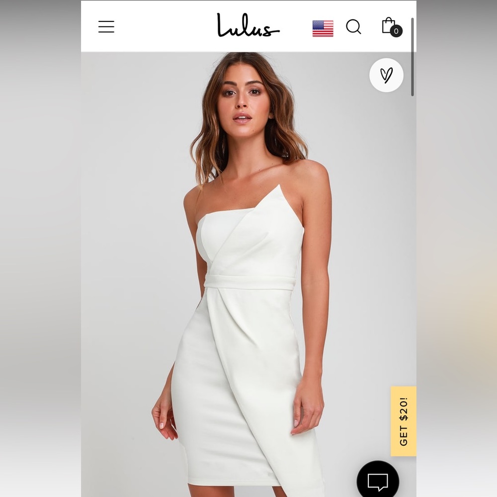 (MOVING SALE) NWT Lulu’s White Strapless Bodycon Dress XL